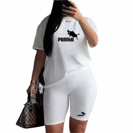 women Two Piece Set Summer Short Sleeve O-Neck Tee Tops+Pencil Shorts Suits Tracksuits Outfit Graphic T Shirts Jogging Suits k6Fv#