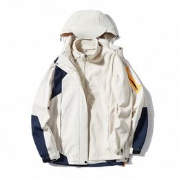 winter Men's Hooded Parka Coat Waterproof Two-pieces Sets 3 in 1 Men Windbreaker Waterproof Coat Waterproof Hiking Jacket Men i0Kj#