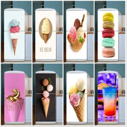 Stickers Ice Cream Ball Painted Fridge Wrap Kitchen Restaurant Refrigerator Door Sticker Drinks Wall Mural Home Decor Vinyl Freezer Decal