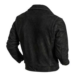 Men's Leather Faux Leather 2023 New Air Force Flight Suit Top Layer Matte Cowhide Genuine Leather Jacket Mens Retro Genuine Leather Black Jacket Trendy 240330