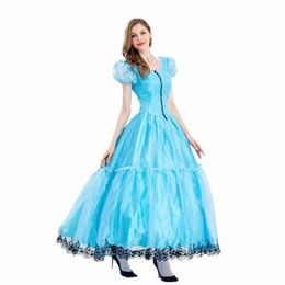 the Movie Alice in Wderland Mad Hatter Queen Costume Halen Blue Party Princ Maid Carnival Cosplay Dr S2QP#