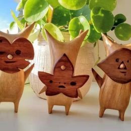 Sculptures 1/3pcs Wooden Korok Statue Family Game Breathed Of The Wilds Handwork Statues Garden Ornament Carving Gift Home Room Decoration