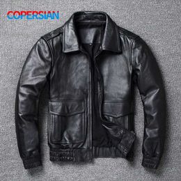 Men's Leather Faux Leather COPERSIAN 2022 New Plus Size 8XL Mens winter Leather Jacket Men Classic A2 Cowhide Coat Genuine Leather Jacket Quality 240330