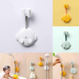 2024 360 Shower Adjustable Hand Shower Holder Suction Cup Holder Universal Shower Rail Head Holder Bathroom Bracket 2 Hooks Stand