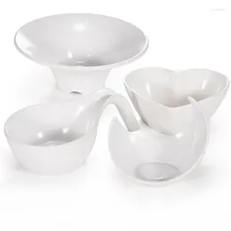 Bowls Barbecue With White Melamine Irregular Tableware Oblique Mouth Bowl; Dipping Snack Dishes Plastic Kitchenware