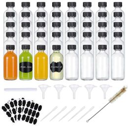 Jars 30/60ml Small Glass Bottles with Airtight Lids Clear Sample Boston Bottle/Vials/Containers for Juice Ginger Shots Potion Oils