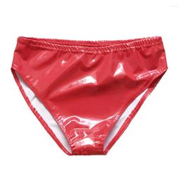 Women's Panties Sexy Women Bright Faux Leather Slink Shiny Wet Look High Rise Bikini Thong Brief Clubwear Female Briefs Underwear