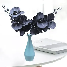 Decorative Flowers Black Butterfly Orchid Artificial Flower Branch Phalaenopsis Silk Fake DIY Vases Plants Party Supplies