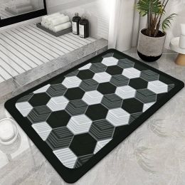 Mats Nonslip Plaid Bath Mat Water Absorbent Bathroom Rug Bathtub Side Floor Mat Soft Toilet Carpet Easy to Clean Entrance Doormat