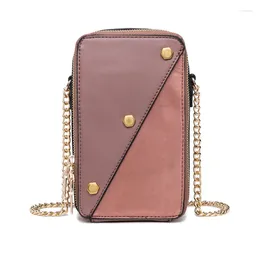 Shoulder Bags 2024 Slanting Mobile Phone Bag Female Mini Fashion One Small Stitching Color Purse