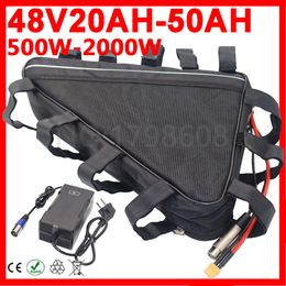 Triangle Electric Bicycle eBike Battery 52V 48V 36V for 13Ah 15Ah 18Ah 20Ah 25Ah 40Ah 50Ah Bateria Bafang 500W 1000W 1500W 2000W