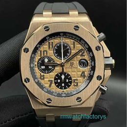 Top AP Wristwatch Epic Royal Oak Offshore Series 26470OR Rose Gold dial with Crocodile Belt Mens Timekeeping Fashion Leisure Business Sports Watch