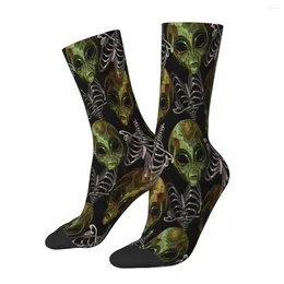 Men's Socks Alien Head And Skeleton UFO Pattern Male Mens Women Summer Stockings Printed