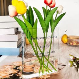 Vases Living Room Book Vase Clear Acrylic For Water Planting Flowers Aesthetic Home Office Decoration Gift Lovers