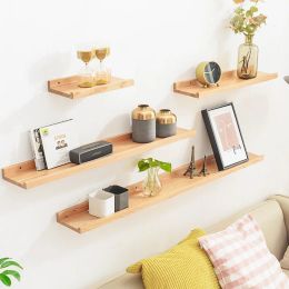 Racks Simple Rustic Wooden Wall Shelves for Living Room TV Background Decorative Shelf Plant Pot Holder Bracket Ornaments Display Rack