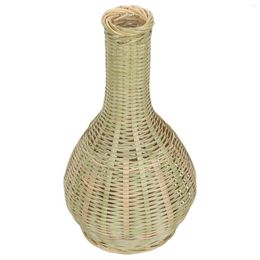 Vases Decorative Bamboo Basket For Flower Hand Woven Pastoral Style Arrangement Decor