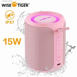 Portable Speakers WISETIGER P1S Mini Portable Speaker IPX7 Waterproof Speaker Bass Enhancement TWS Connexion BT5.3 15W RGB Light Best Gift Speaker Q240328