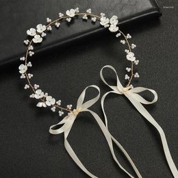 Hair Clips Bridal Gold/Silver Colour Flower Ribbon Hairband Headband Women Headpiece Tiara Wedding Jewellery Accessories