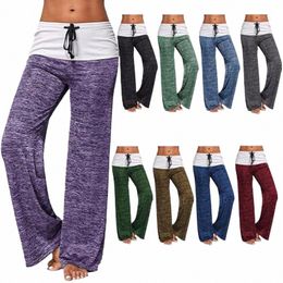 new Loose Leggings Women 2022 Wide Leg Dancing Pants Waist Drawstring Female Patchwork High Waist Pant Ladies Loose Sportwear 81EF#