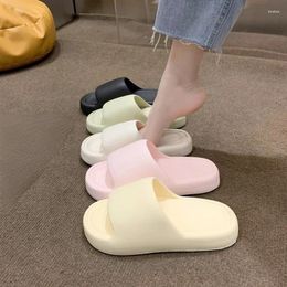 Slippers Unisex Thick Soled Anti-Skid Silent Bathroom Solid Colour Home Eva Indoor Soft Shoes Couple Women Men Slides