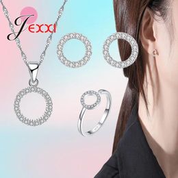 Necklace Earrings Set Fashion Arrival 925 Sterling Silver Needle Round Crystal Rings Sterling-Silver Needle-Jewelry