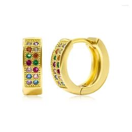 Hoop Earrings Colorful Zircon Simple Love Round Earring For Women Hoops Pendiente Plata Piercing Gold Color Jewelry