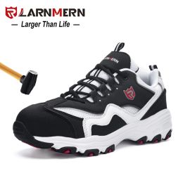Slippers Larnmern Men's Safety Shoes Work Shoe Steel Toe Comfortable Lightweight Breathable Antismashing Antipuncture Construction Shoe