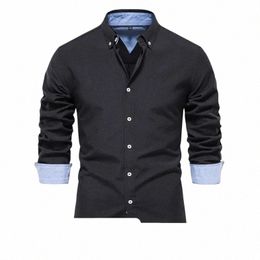 aiopeson New Spring Cott Blend Men's Oxford Shirt Lg Sleeve Butt Down Social Buins Casual Shirts for Men P6l4#