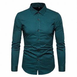 2024 Spring Fi Brand Men Clothes Slim Fit Men Lg Sleeve Shirt Men Polka Dot Casual Shirt Social Plus Size M-5XL T5JL#