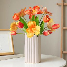 Decorative Flowers 5 Heads Tulip Artificial Bouquet Real Touch Fake Flower For Wedding Garden Table Decoration Valentines Gift Home Decor