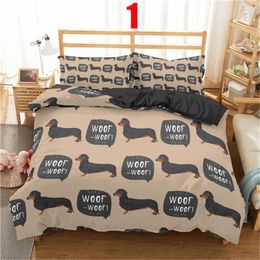 Bedding Sets Cute Cartoon Set 2/3pc 3d Dachshund Animal Duvet Cover With Pillowcase Bedclothes Luxury Home Decor For Kids Gift