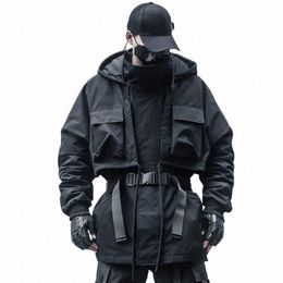 multi-pocket Fake Two Piece Hip Hop Punk Techwear Winter Jacket For Men High Quality Decstructive Style Padded Coat Parkas M9mY#