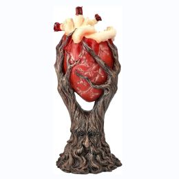 Sculptures Red Anatomical Heart Tree with Greenman Trunk Statue Figurine Gothic Ornament Crafts Sculpture for Halloween Home Decoration