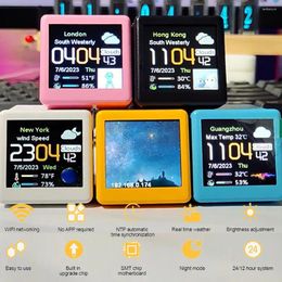 Table Clocks WiFi Clock Desktop Digital Weather Display City Date Time GIF Animations Smart Station For Home Office