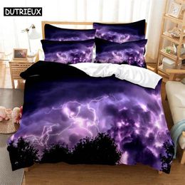 Bedding Sets Purple 3D Digital Home Bedclothes Super King Cover Pillowcase Comforter Textiles Set Bed
