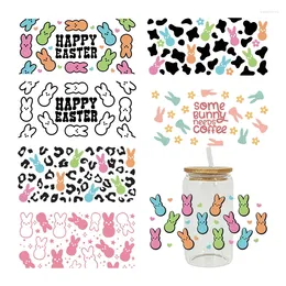 Window Stickers 3D UV DTF Transfer Sticker Easter Day For The 16oz Libbey Glasses Wraps Cup Can DIY Waterproof Easy D5973