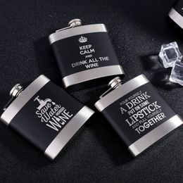 6 OZ Stainless Steel Pocket Matte Black Hip Flask Alcohol Bottle Liquor Quotes Smoking Gift Men Drinkware Personalised Custom DI 240325