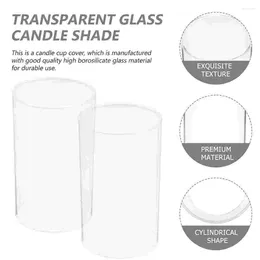 Candle Holders 2 Pcs Shade Decorative Glass Shades Table Top Transparent Holder Taper Desktop Supply Clear Cylinders For Candles