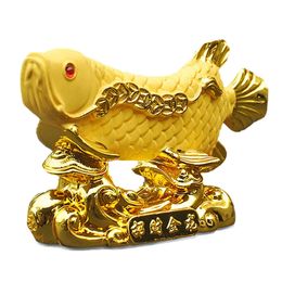 Fish Statue Wealth Shui Feng Chinese Figurine Ornament Arowana Decor Fortune Car Sculpture Golden Animal Money Figurines Dragon 240325