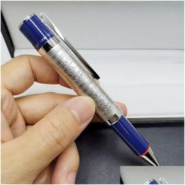 Ballpoint Pens Wholesale High Quality Sier Fine Reliefs Barrel Office Stationery Smooth Writing Promotion Pen No Box Drop Delivery Sch Dhz4D