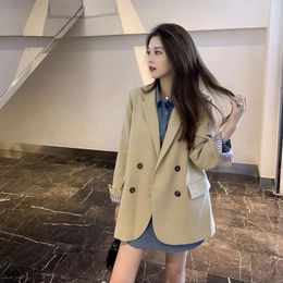 Women's Suits Street-Blasting Small Suit Jacket For Women Spring And Autumn 2024 Thin Korean Loose Long Sleeve Top With British Style