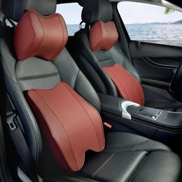 2024 2/1PCS Car Pillow Headrest Neck Rest Head Support Cushion Car Breathable Memory Foam Rebound Guard Car Lumbar Pillow Universal