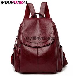 Backpack Style Shoulder Bags Womens 9 Colors High Quality Leather Backpack 2023 Ladies Designer Large Capacity Simple Bag Girls Student School H240328