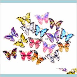 Colorful Butterfly Pendant 100Pcs Lot 12x15mm Enamel Animal Charm Pendants Fit For Necklace Bracelet Diy Jewelry Making Rmii Xzd5C262s