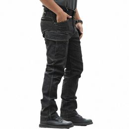 men's Military Combat Cargo Jeans Tactical Army Lg Trousers Casual Motorcycle Denim Biker Jeans Stretch Multi Pockets Pants K88N#