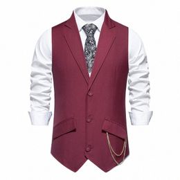 men's Slim Fit Suit Vests Single Breasted Fi Smart Casual Sleevel Wedding Formal Vest Men Solid Dr Waistcoat Man B2bU#