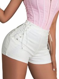 y2k 2023 Sexy Women Street Rave Lace Up Side PU Leather Skinny Club Shorts Zipper Back Carnival Party Shorts Mujer Q9wR#