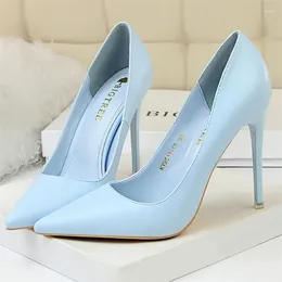 Dress Shoes 2024 Woman Sexy 10.5cm High Heels Women's Luxury Female Blue Pink Yellow Stiletto Wedding Designed Pumps 43