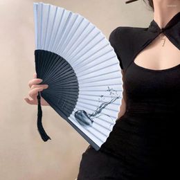 Decorative Figurines Folding Fan Lightweight Portable Handheld Fine Workmanship Bamboo With Tassel For Daily Use Perform