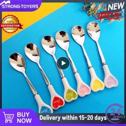 Coffee Scoops 3PCS Ceramic Handle Stainless Steel Spoon Creative Cutlery Teaspoon Stirring Kitchen Supplies Long Tableware